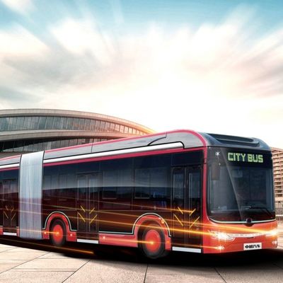 اتوبوس 18 متری Zev 69 کیلومتر بر ساعت اتوبوس مسافری برقی 50 صندلی ظرفیت مسافر 150